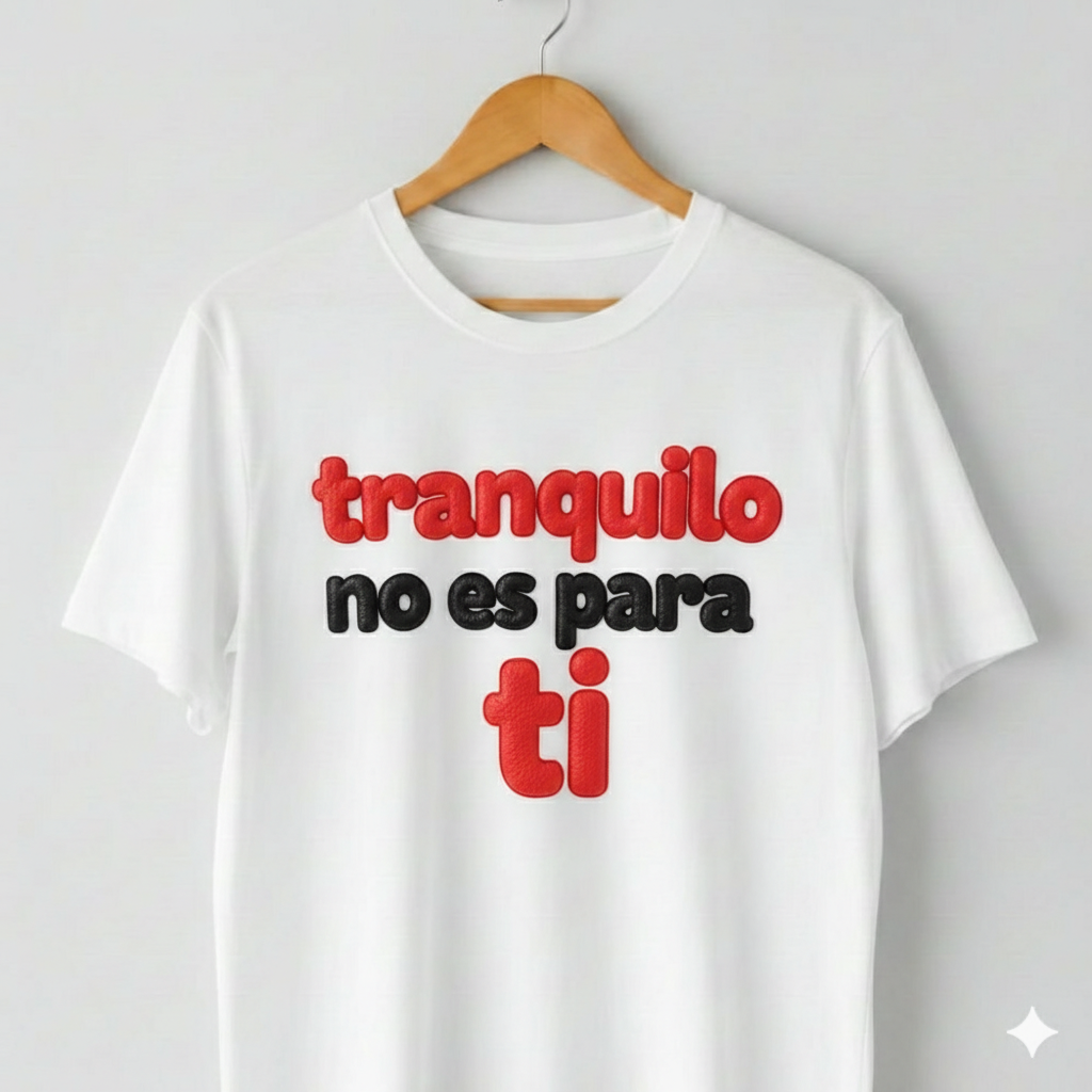 Camiseta con mensaje Tranquilo en diseño zen minimalista
