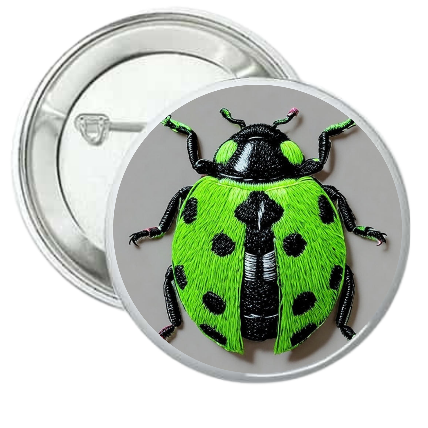 Chapa mariquita amarilla bordada