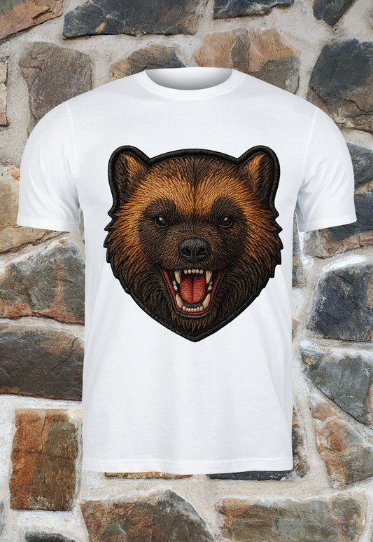 Cabeza de oso efecto bordado