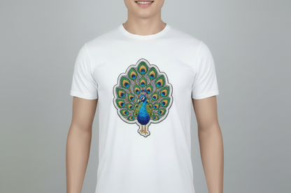 Pavo real efecto bordado