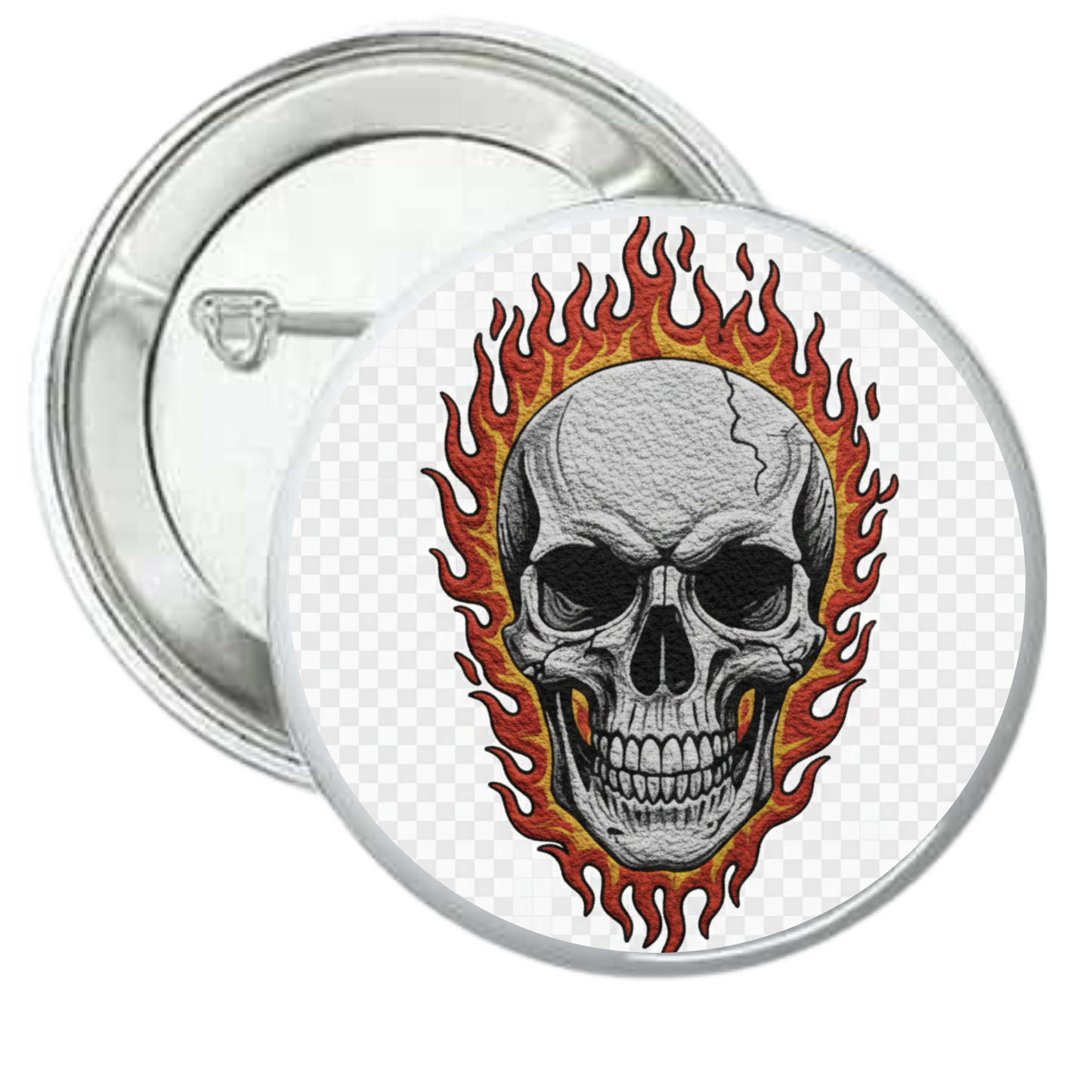 Chapa calavera en llamas