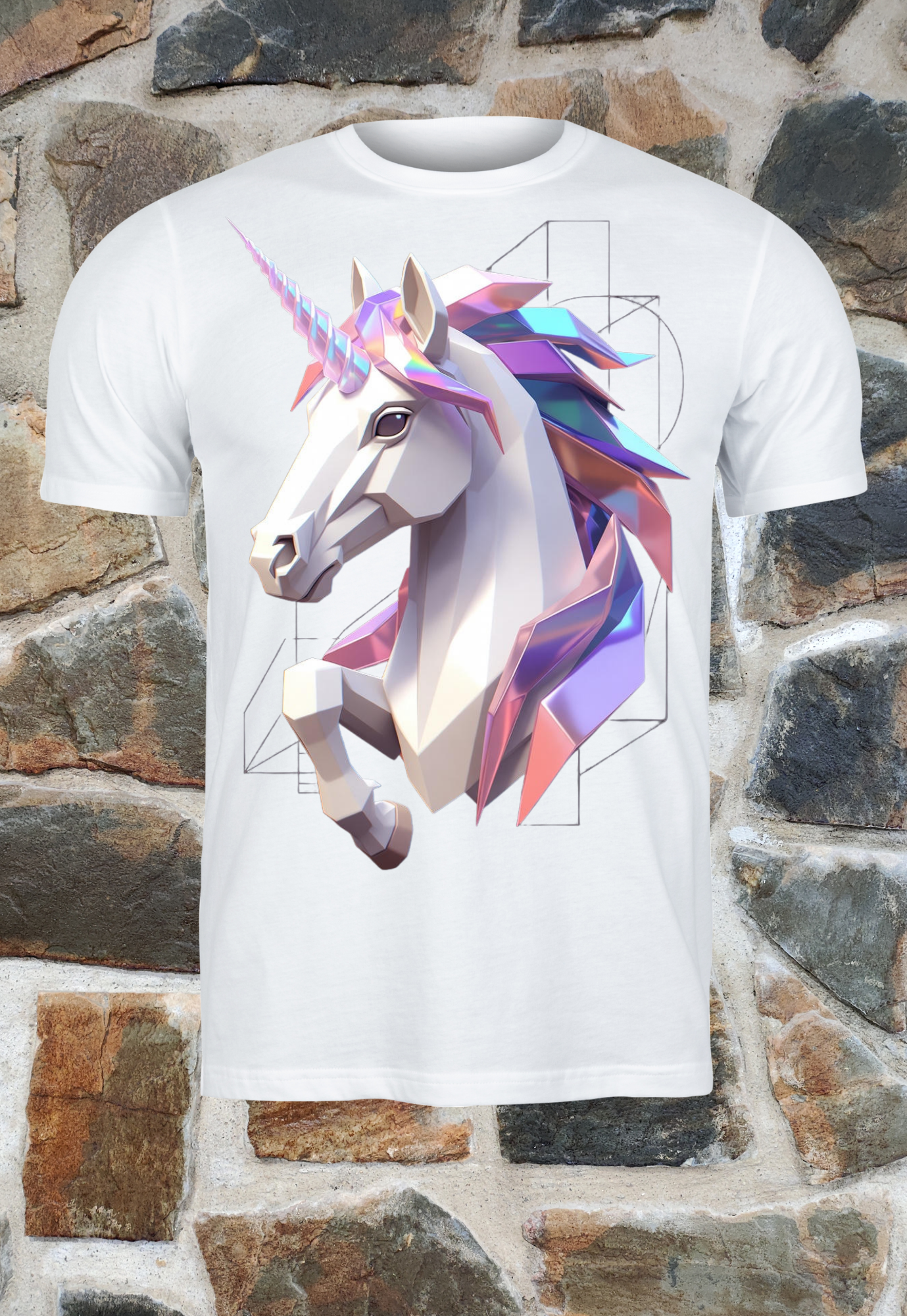 Unicornio 3D geométrico