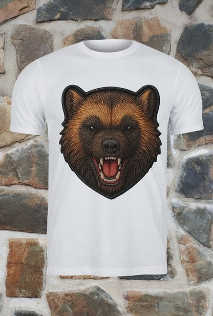 Cabeza de oso efecto bordado