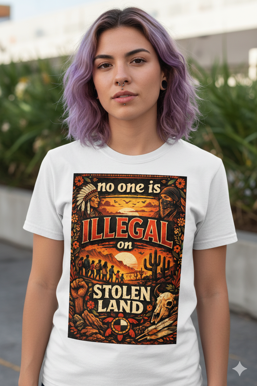 Camiseta con mensaje Illegal en tipografía transgresora
