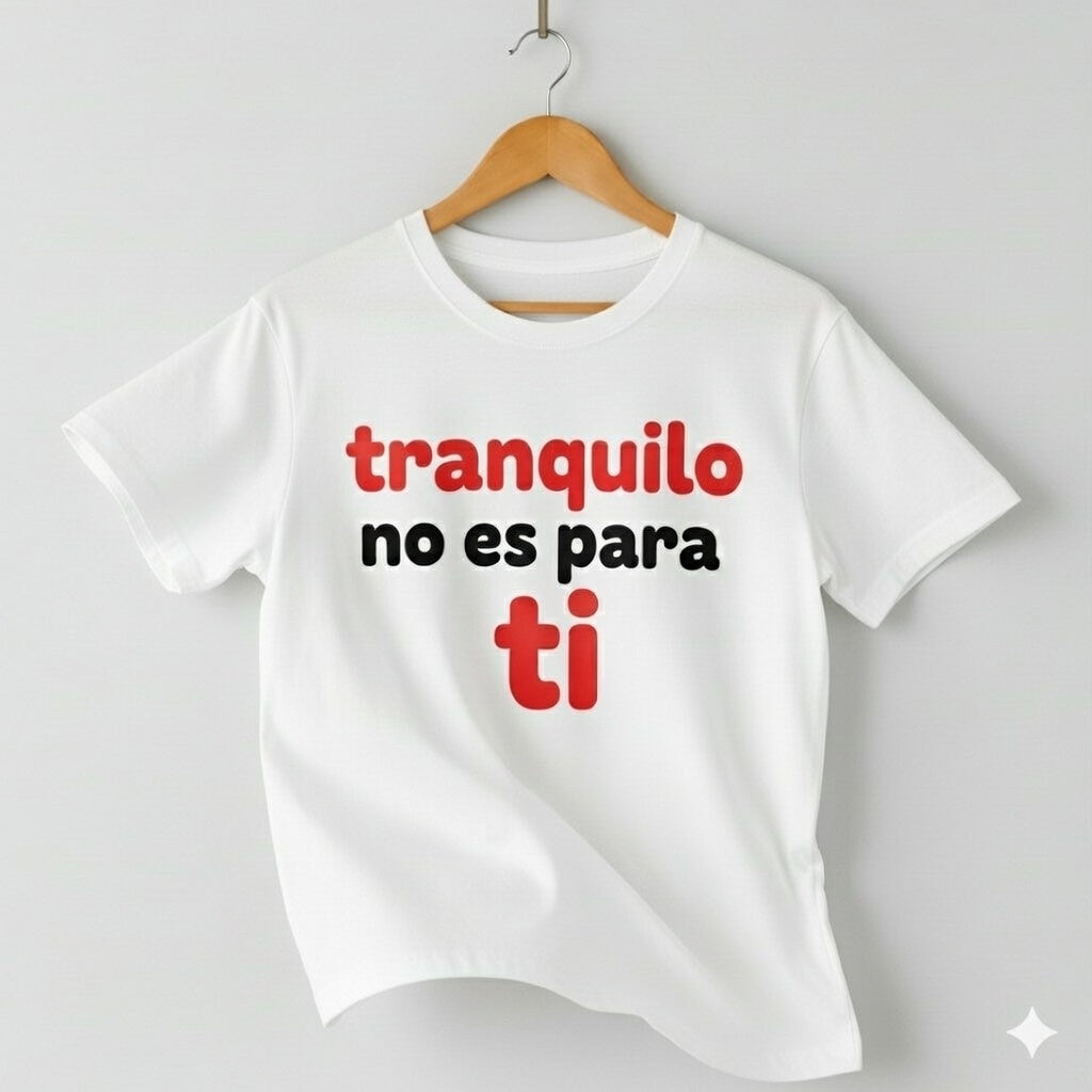 Camiseta con mensaje Tranquilo en diseño zen minimalista
